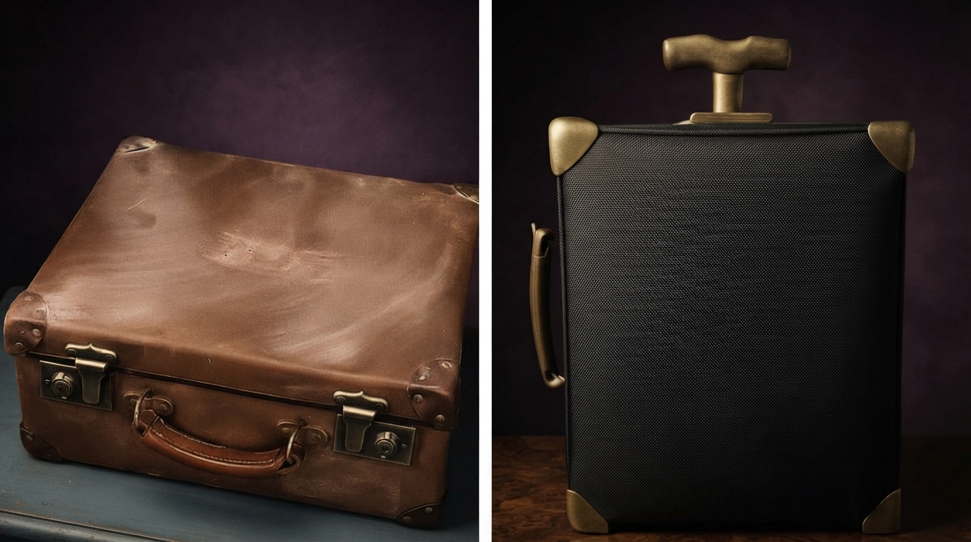Editorial illustration for Collecting Vintage Luxury Luggage: The Brands, the Materials, and How to Inspect a Piece Before You Buy